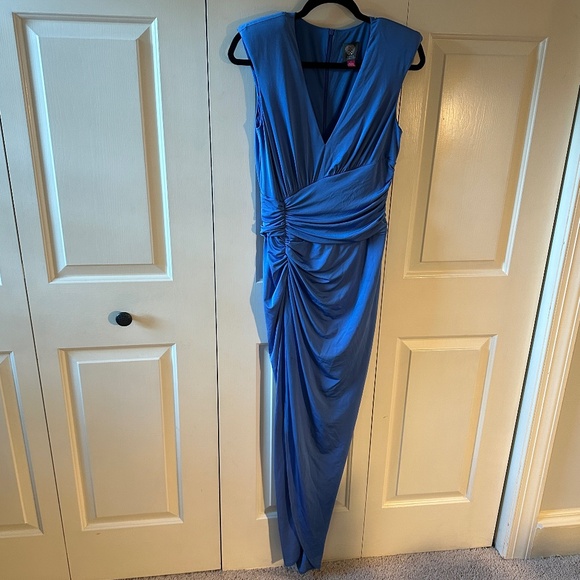 NWOT Vince Camuto Padded Shoulder Ruched Jersey Dress in Periwinkle - 8 - Picture 3 of 8
